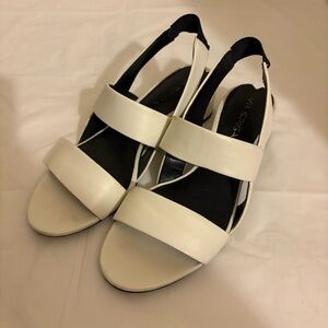 VIA SPIGA white leather slingback heel sandal